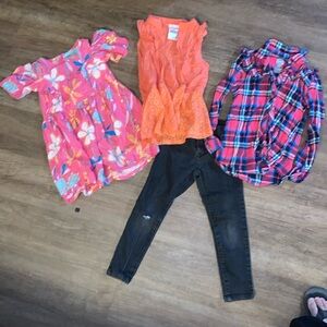 4 Girls size 4. 3 tops/ 1 pair of Jeans. All cute